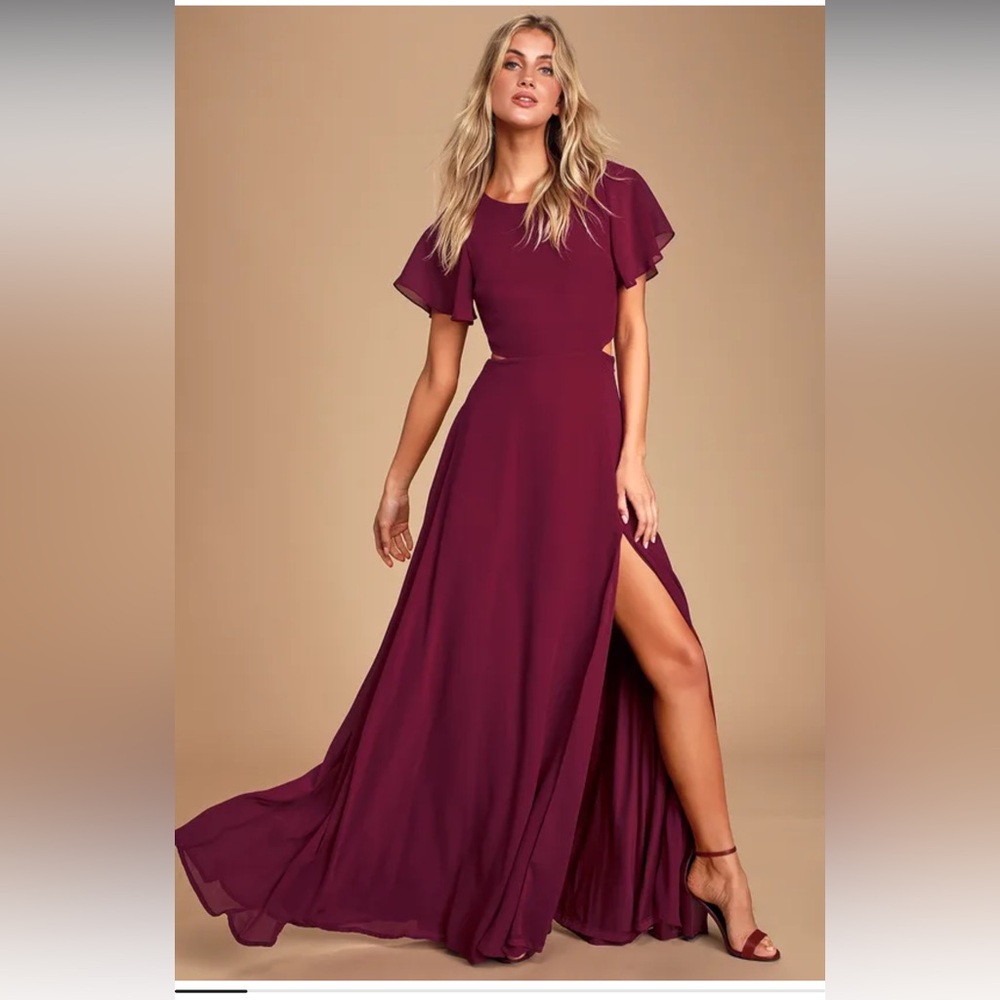 Lulus Burgundy Cutout Maxi Dress